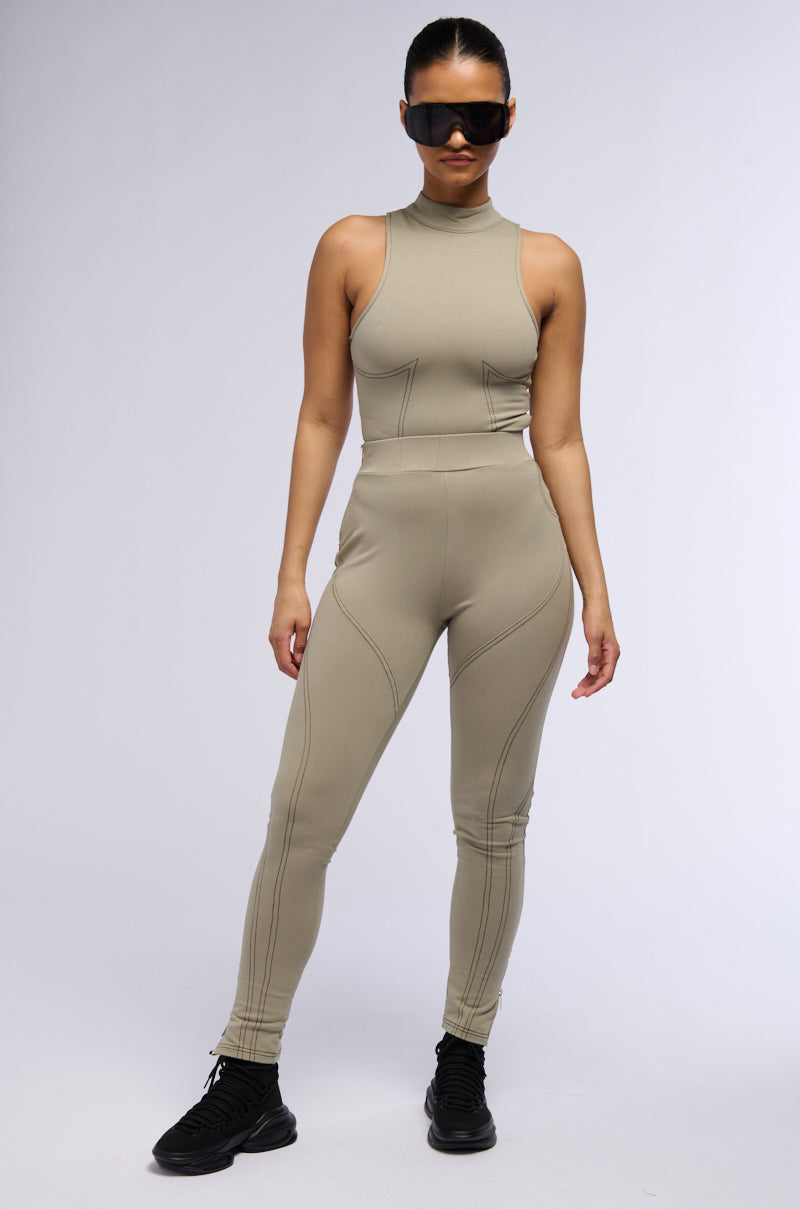 MODEL OFF DUTY SLEEVELESS BODYSUIT IN GREEN