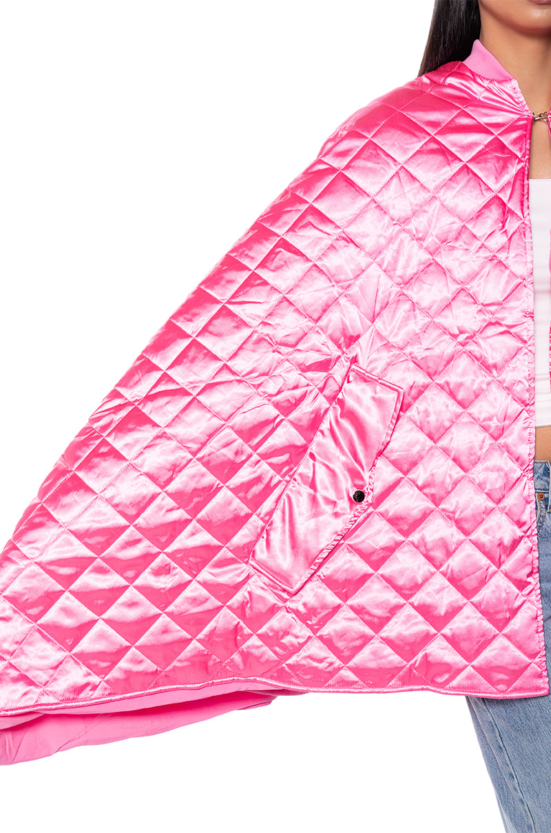 QUILTED PINK PONCHO