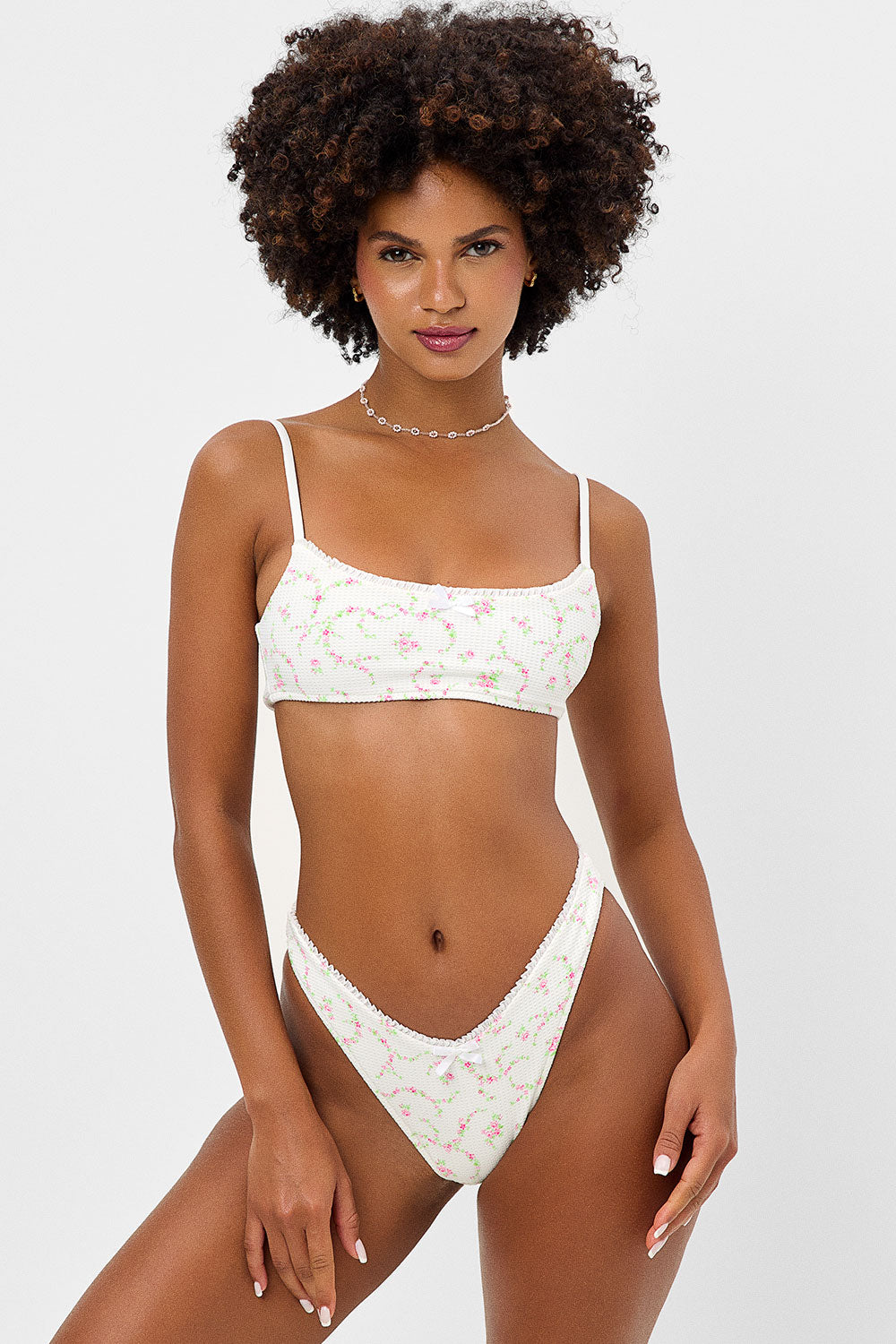 Dallas Waffle Bralette Bikini Top - Day Lily