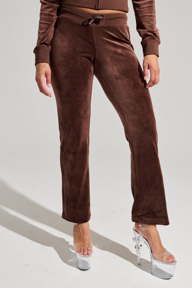 SOLID RIB WAIST VELOUR PANT