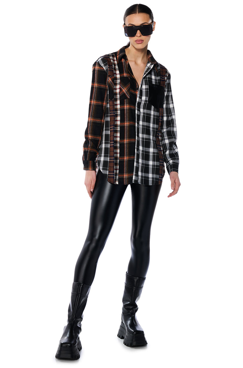 PLAID ROMANCE BUTTON DOWN SHIRT