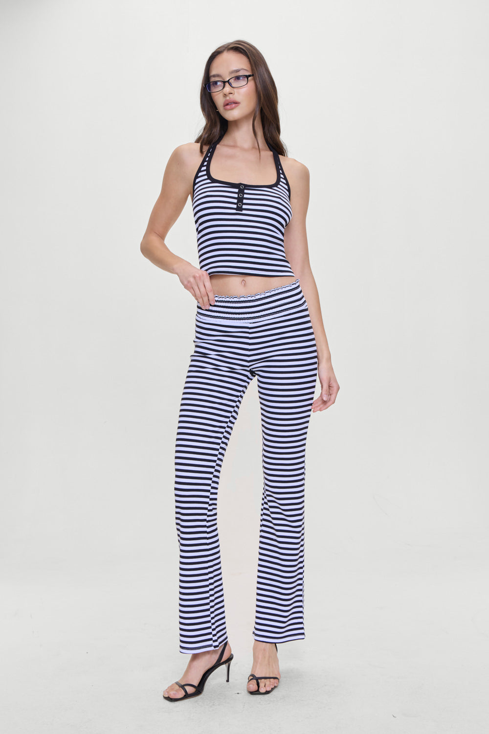 Bambi Striped Halter Top - Silhouette Stripe