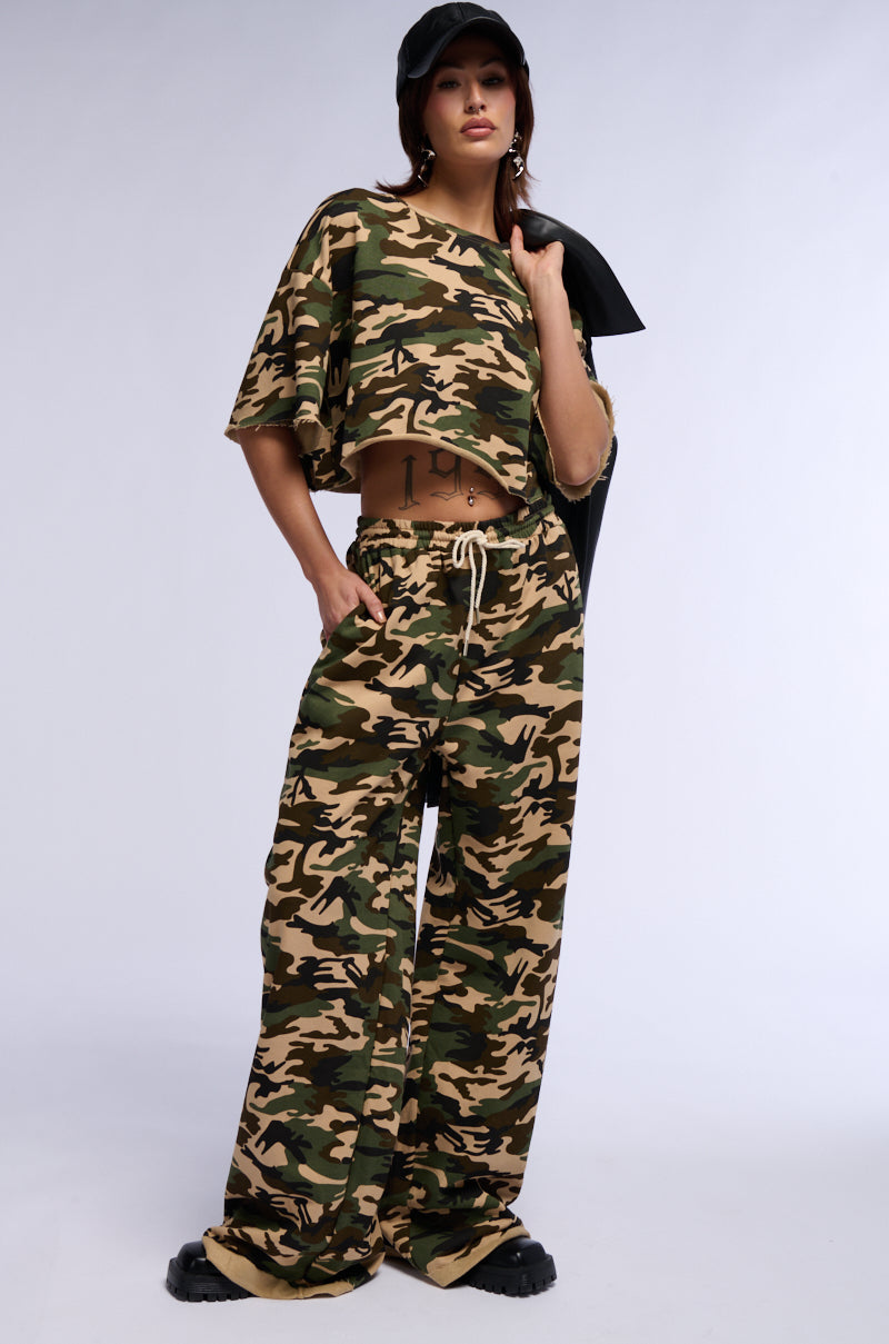 LIFT ME UP WIDE LEG CAMO JOGGER PANT