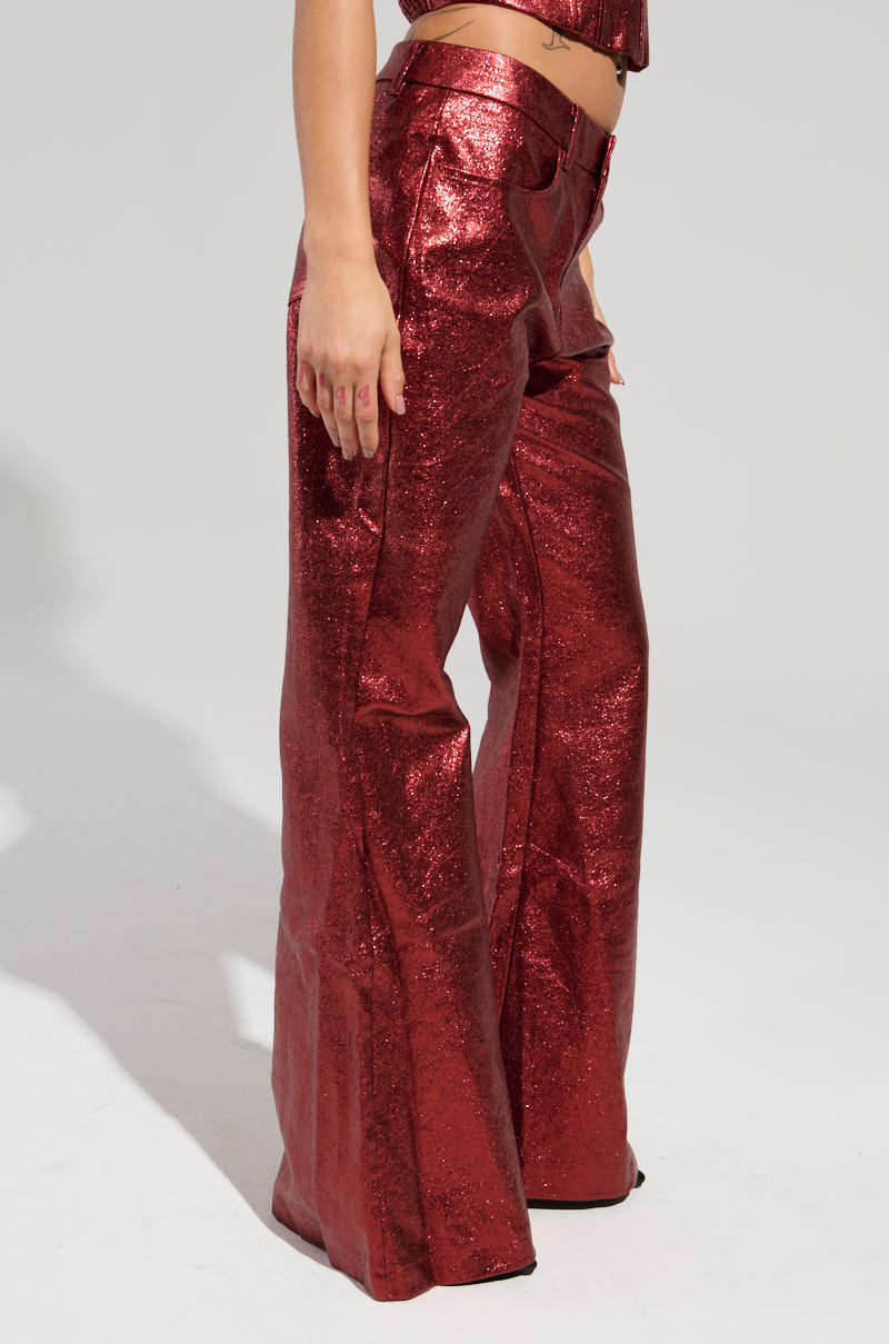 ROCKSTAR CHIC FLARE LEG PANT IN RED