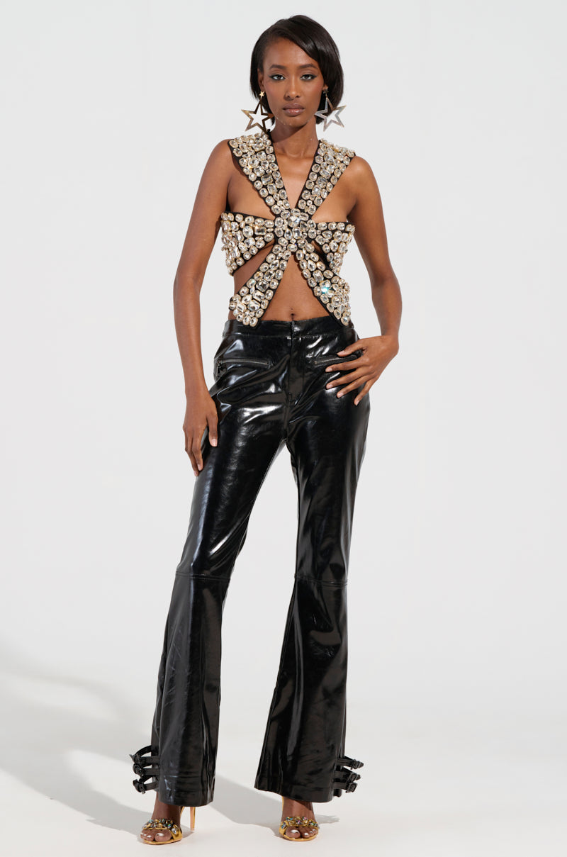 RHINESTONE ENCRUSTED DRAMATIC TOP