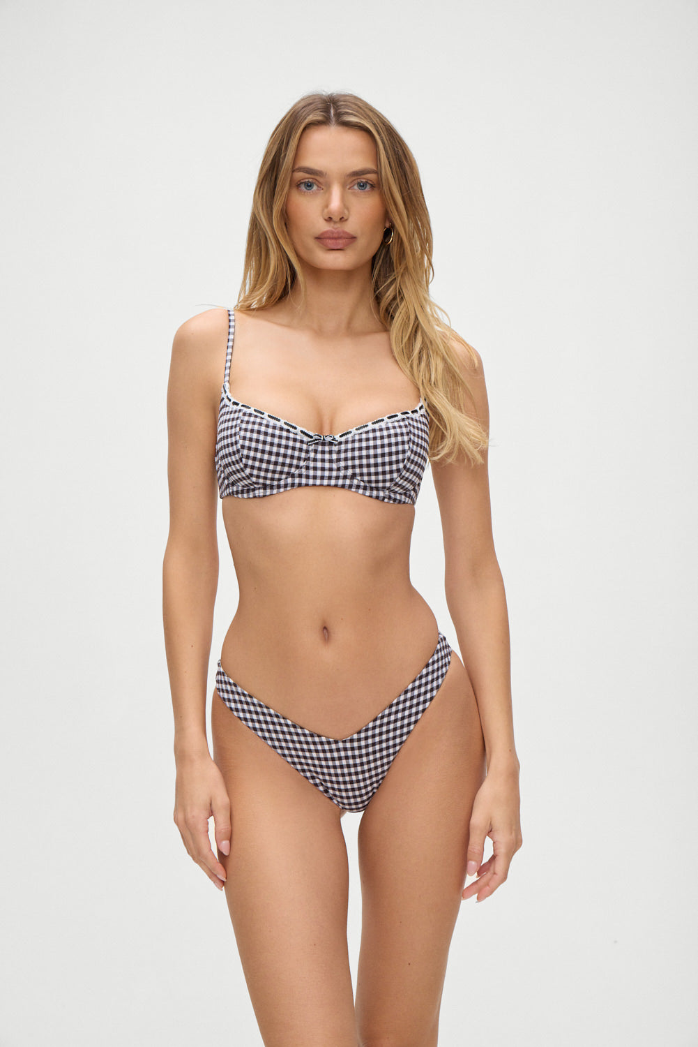 Cola Gingham Underwire Bikini Top - Blackberry Gingham