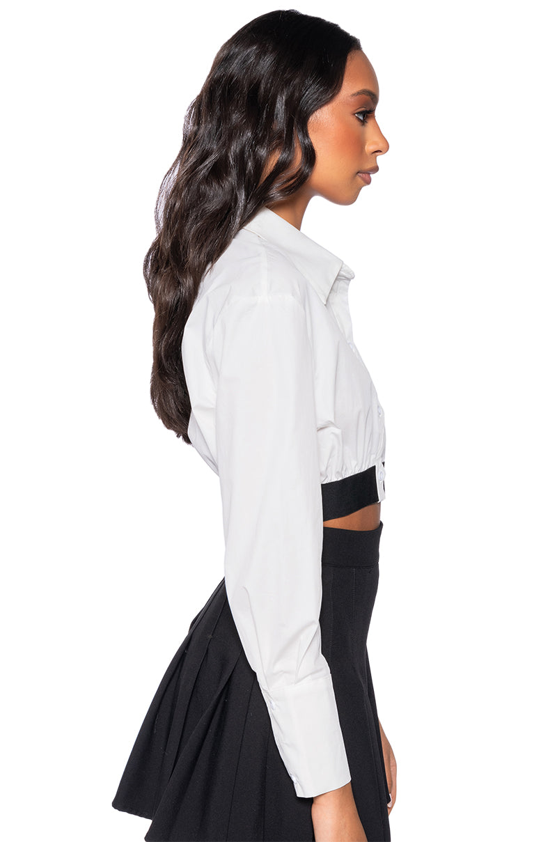 BARDOT CROPPED POPLIN BUTTON DOWN