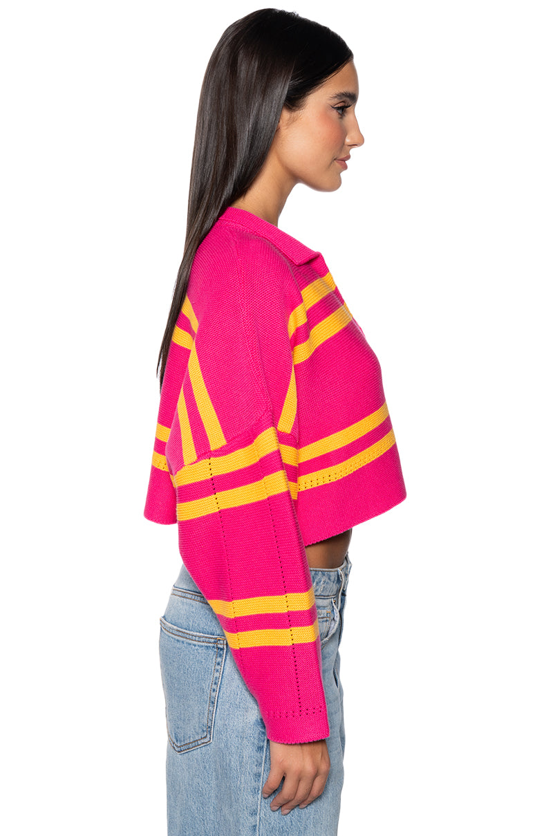 DEEP FEELINGS STRIPED DEEP V SWEATER