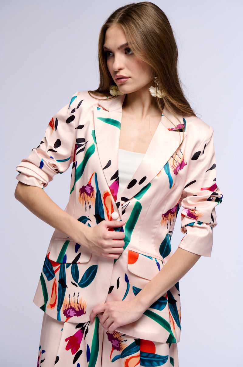 CANDY RAIN SATIN LONGLINE BLAZER