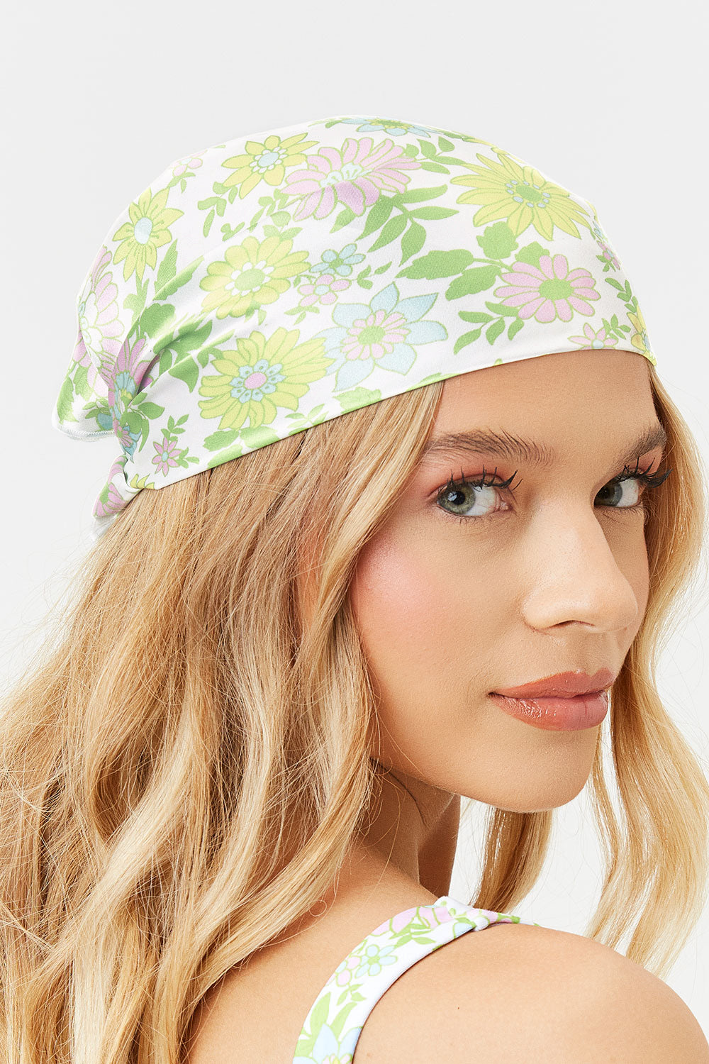 Heidi Floral Satin Head Scarf - Secret Garden