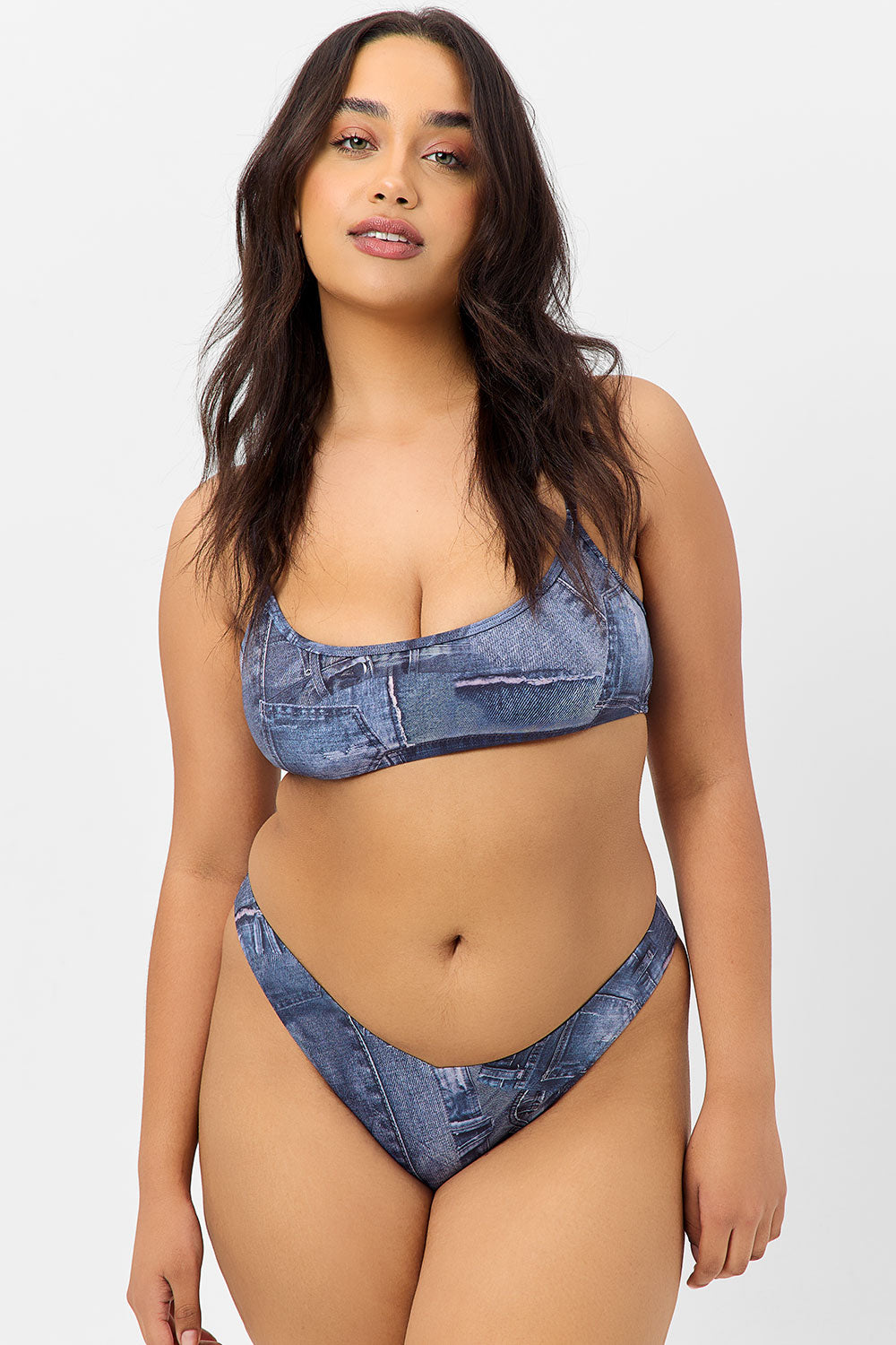 Enzo Cheeky Bikini Bottom - Blue Jean