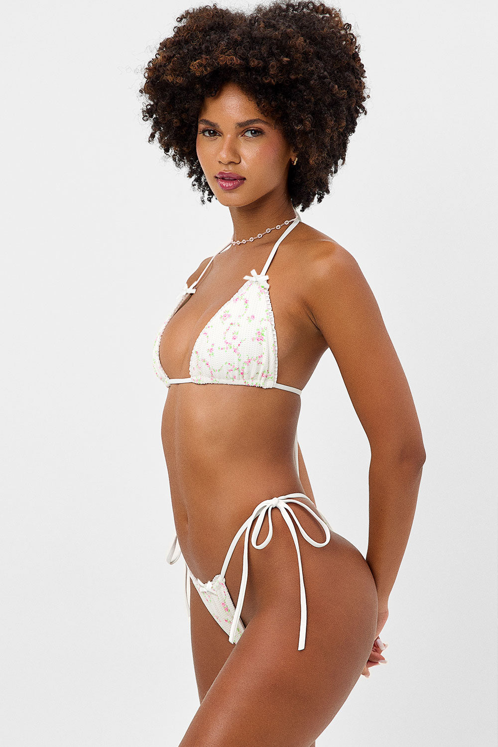 Tia Waffle String Bikini Bottom - Day Lily