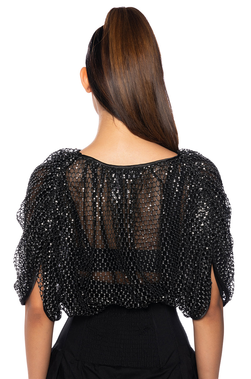 BELLA SHORT SLEEVE SEQUIN BLOUSE