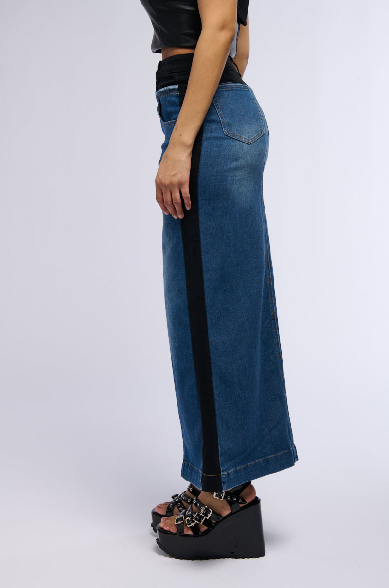 LET IT HAPPEN MAXI DENIM SKIRT