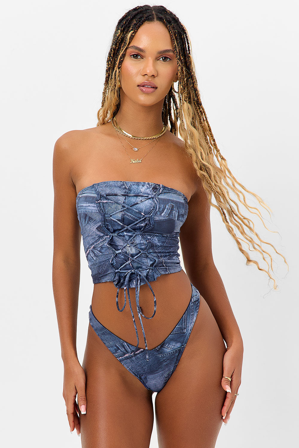 Enzo Cheeky Bikini Bottom - Blue Jean