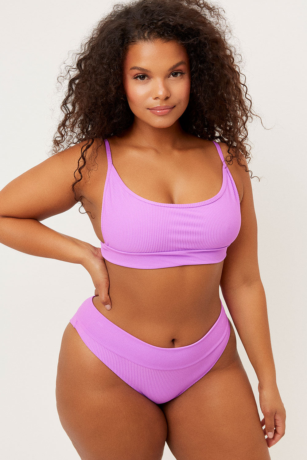 Gavin Ribbed Scoop Bikini Top - Passionfruit