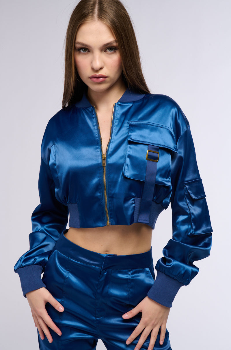 FOR THE THRILL OF IT SATIN BOMBER