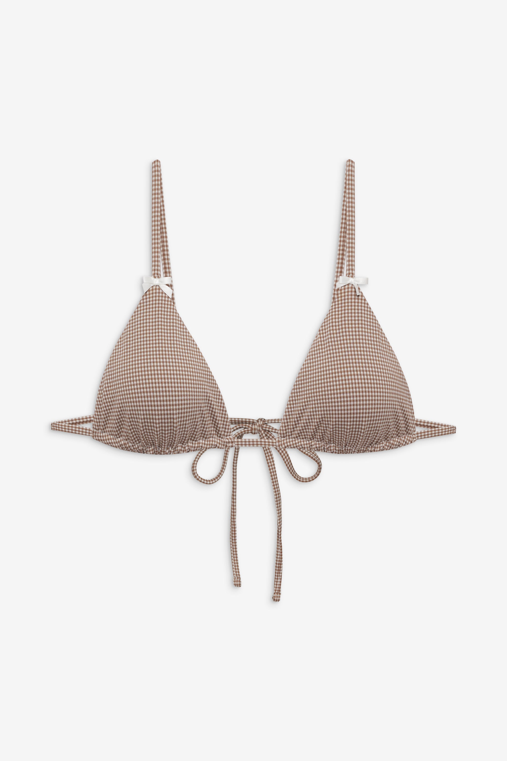 Lumia Gingham Triangle Bikini Top - Brown Gingham