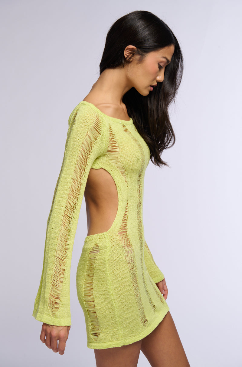 NOTHING PHASES ME KNIT MINI DRESS IN GREEN