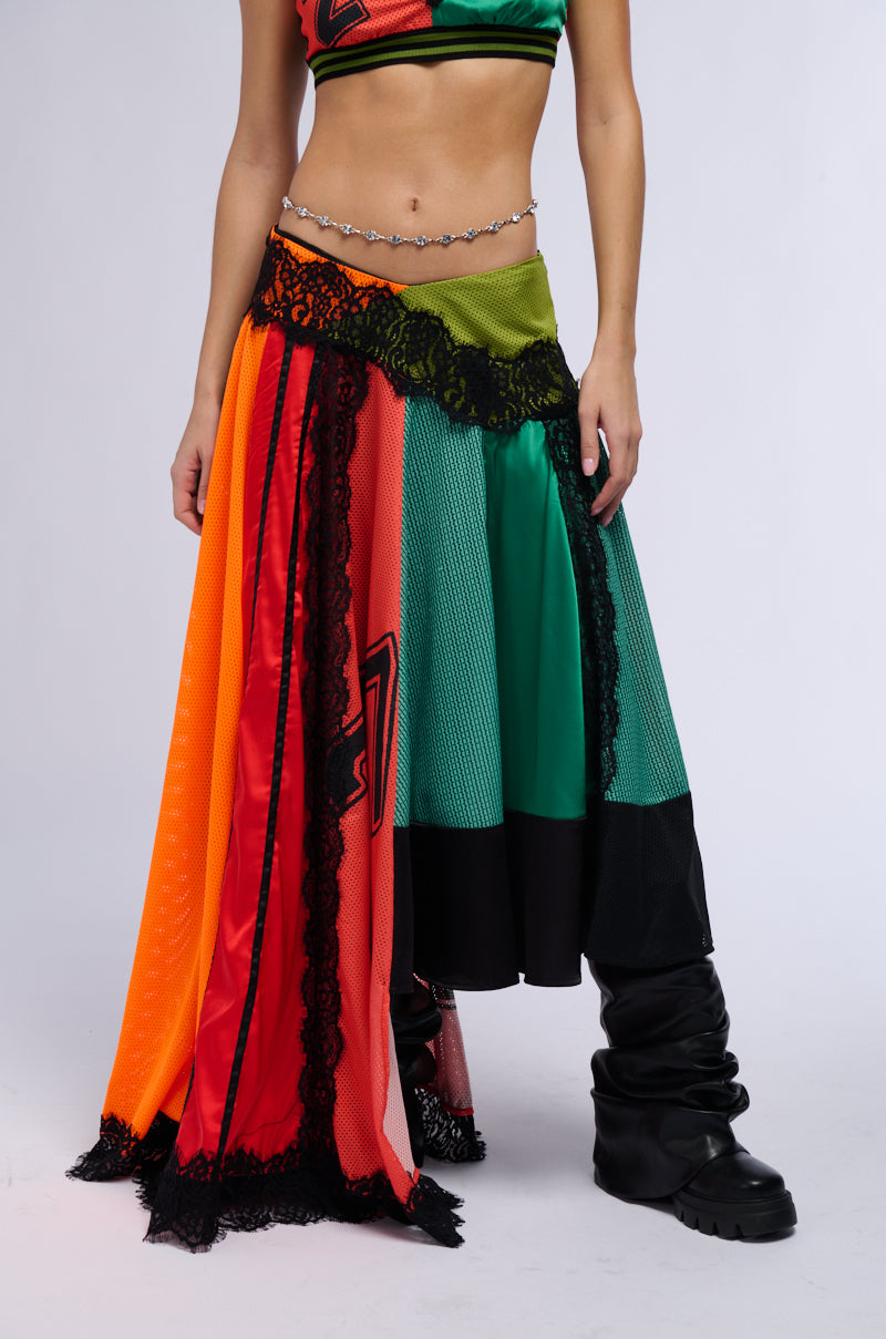 ALL OVER THE PLACE COLOR BLOCK MAXI SKIRT