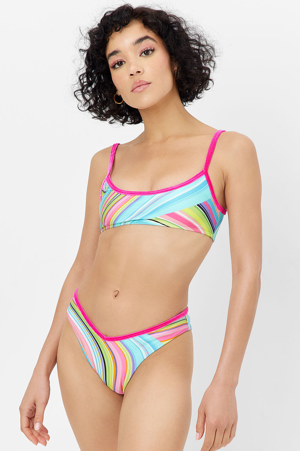 Dallas Shine Bralette Bikini Top - Rainbow Swirl