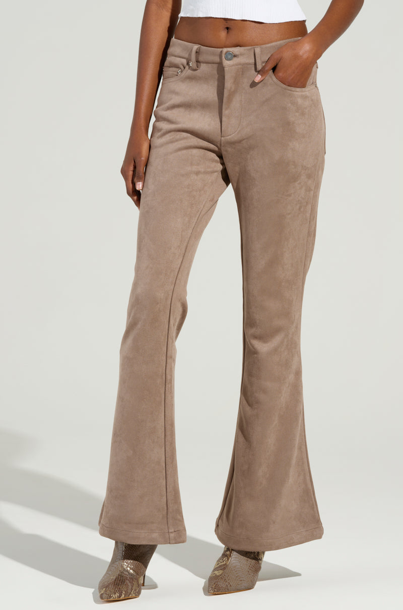 SOFIA FAUX SUEDE FLARE PANTS