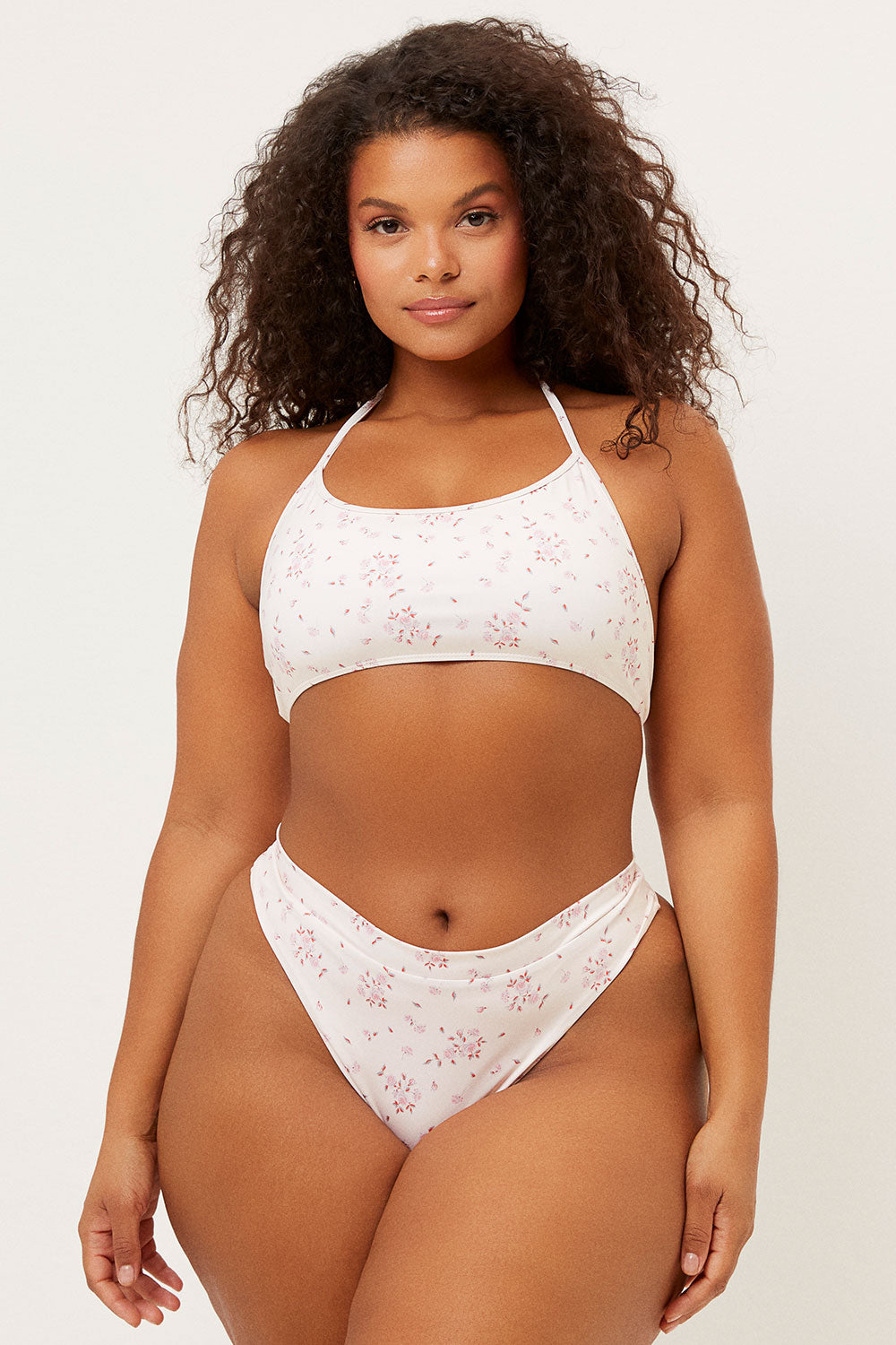 Bea High Waist Skimpy Bikini Bottom - Sweet Rose