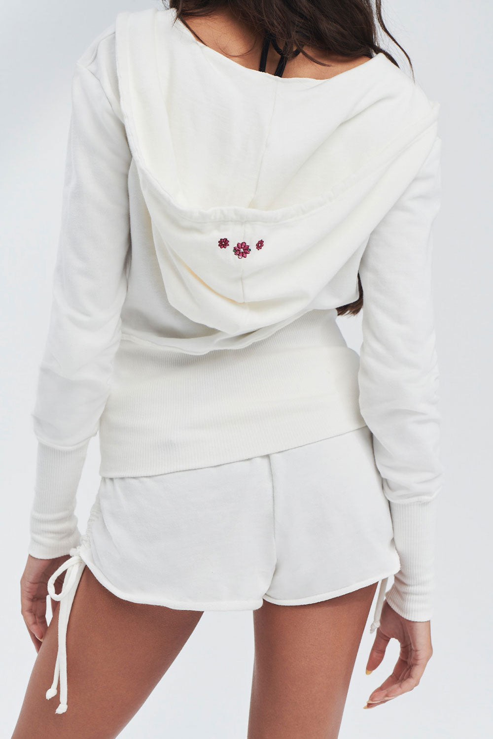 Jasmine Embroidered Zip Up Hoodie - Sea Fairy