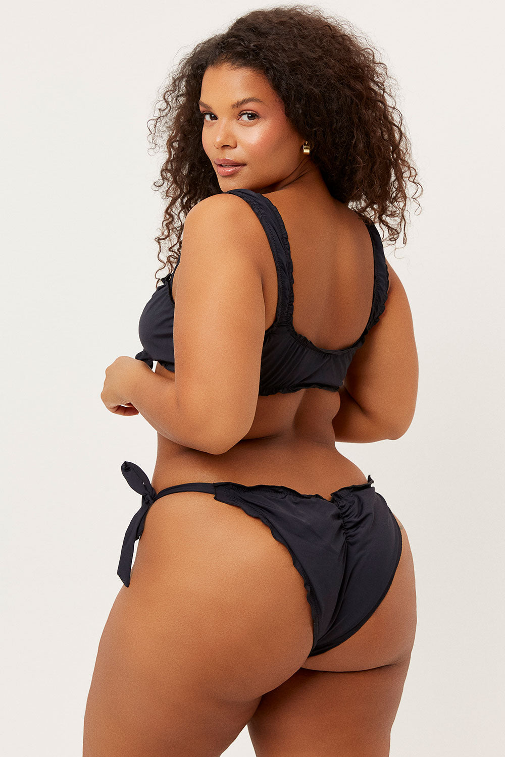 Colby Cheeky Ruched Bikini Bottom - Black