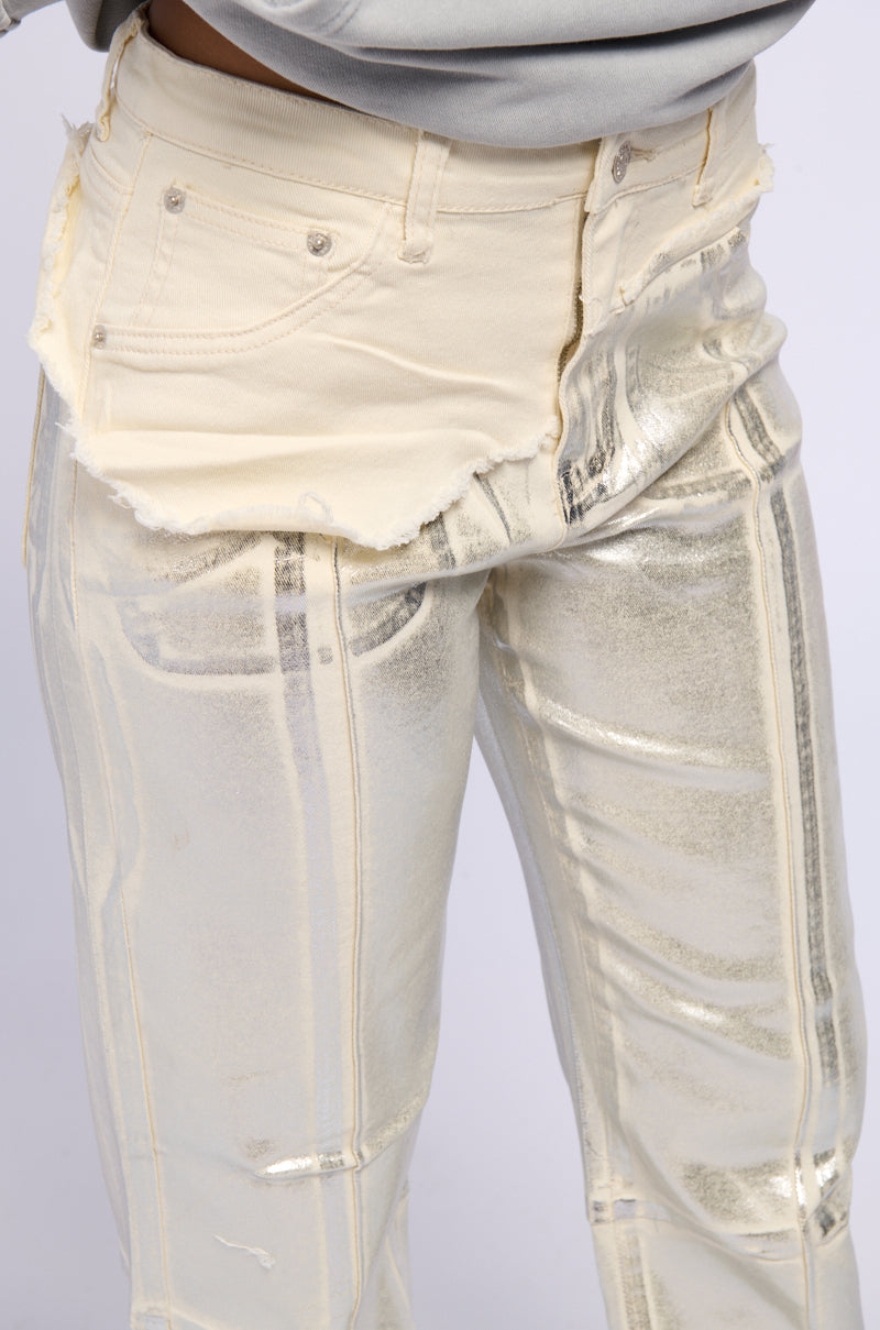 ATLAS METALLIC DETAIL WIDE LEG DENIM