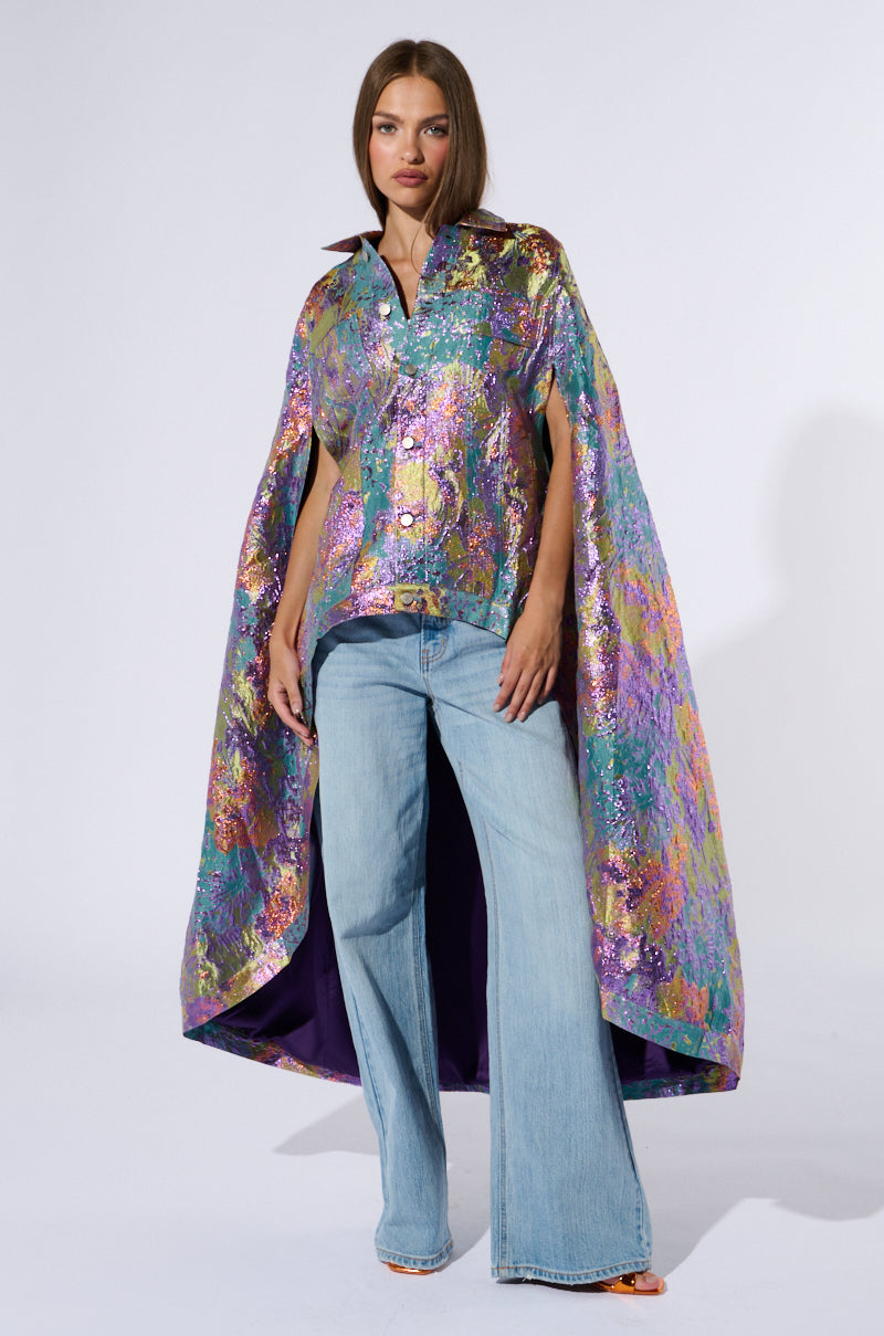 VERSAILLES HIGH LOW BROCADE CAPE