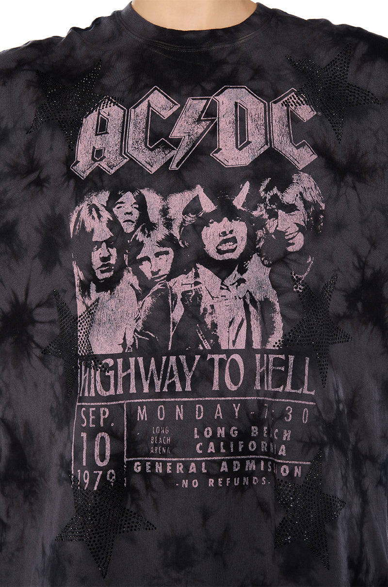 ACDC HIGHWAY TO HELL RHINESTONE STAR GRAPHIC TEE