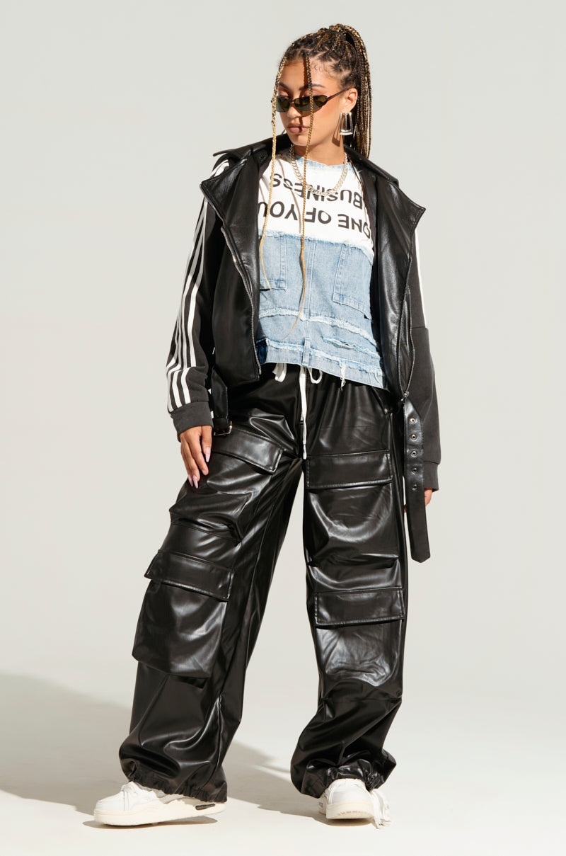 RICK WIDE LEG FAUX LEATHER PANT