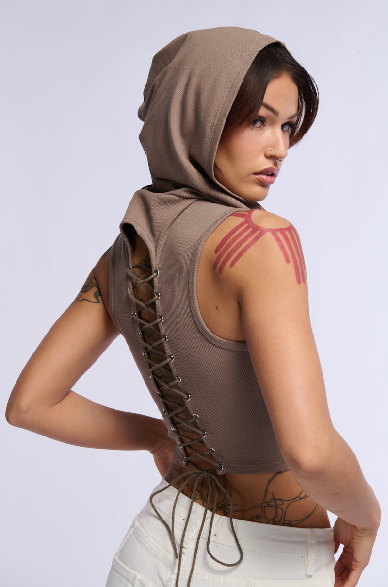 ATLAS HOODED RIBBED TANK TOP