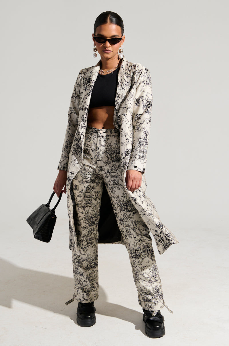 TALULAH REMOVABLE FUR TRIM TRENCH IN IVORY MULTI