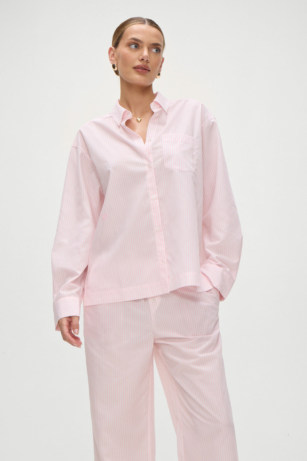 Ralph Long Sleeve Sleep Shirt - Pink Stripe