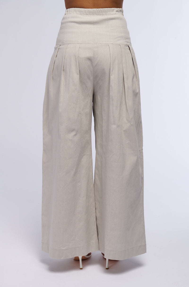 LUNA HIGH WAISTED WIDE LEG LINEN TROUSER