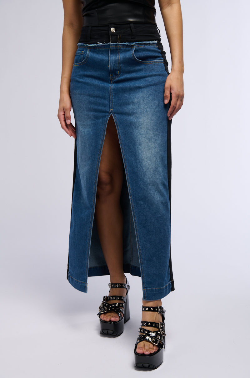 LET IT HAPPEN MAXI DENIM SKIRT