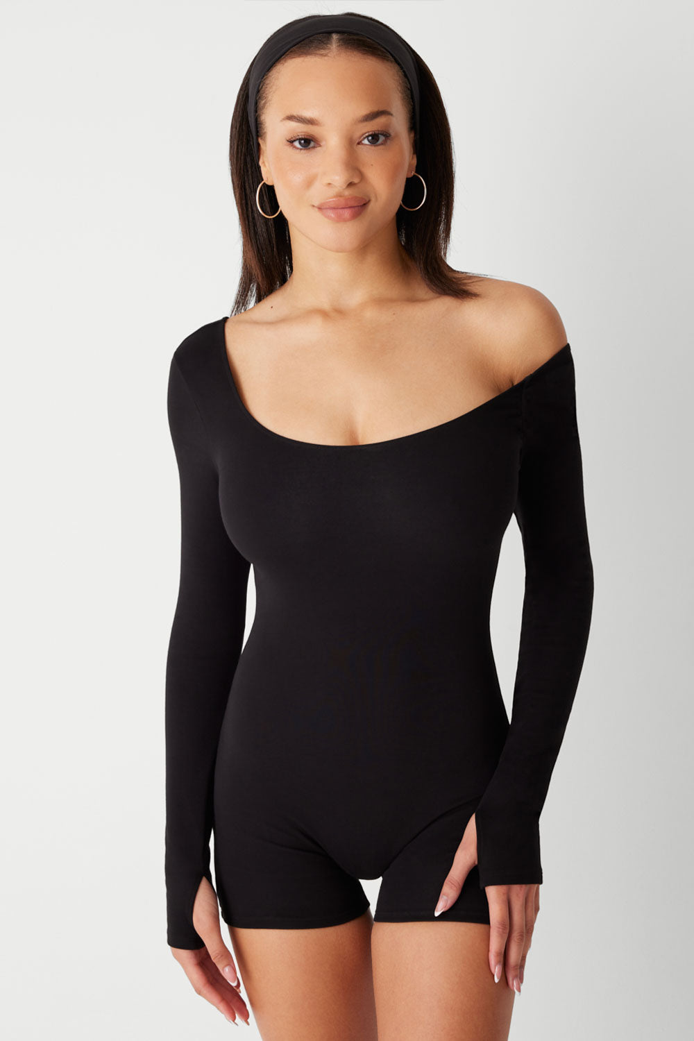 97 One Shoulder Romper - Black