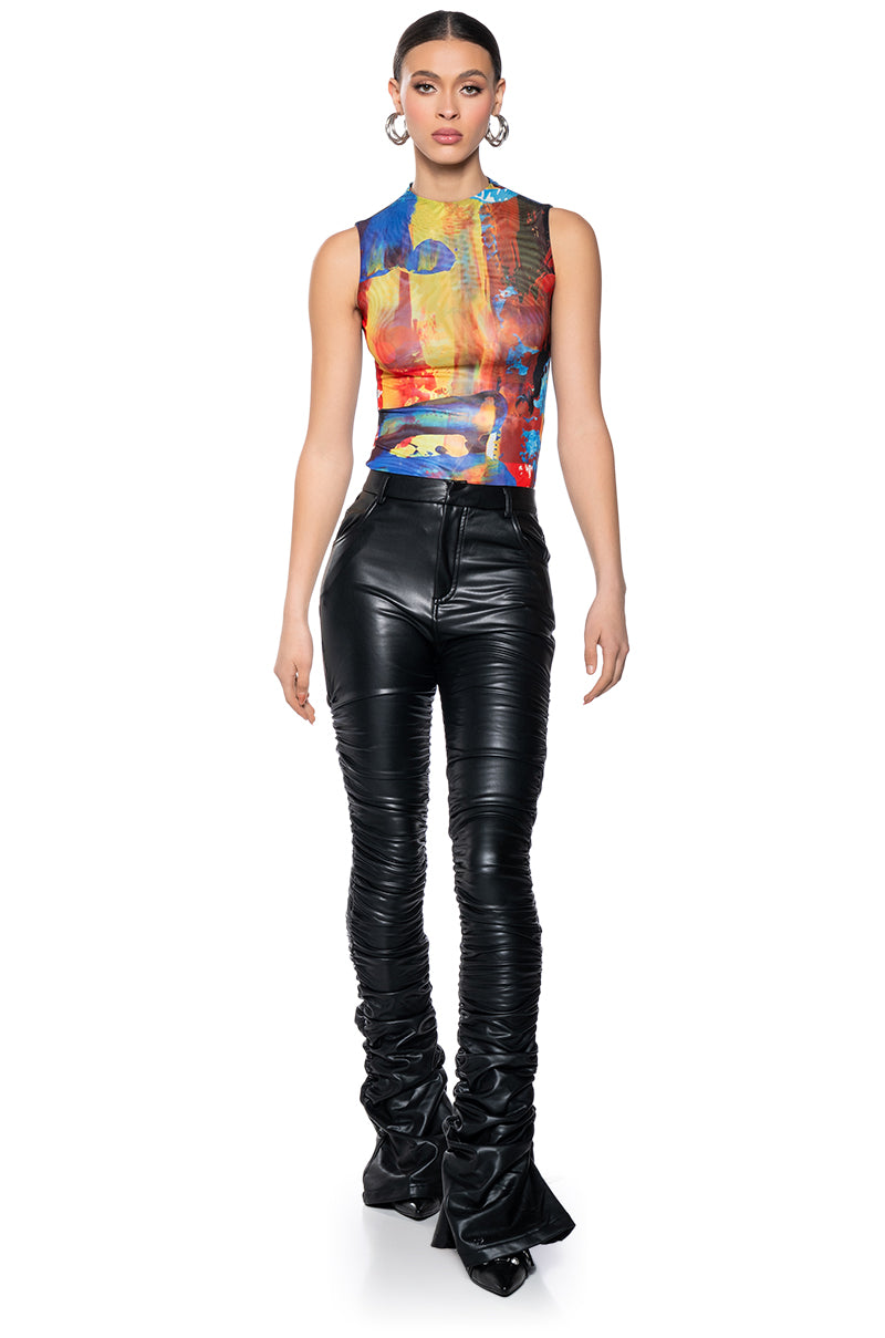 ABSTRACT SLEEVELESS MESH BODYSUIT