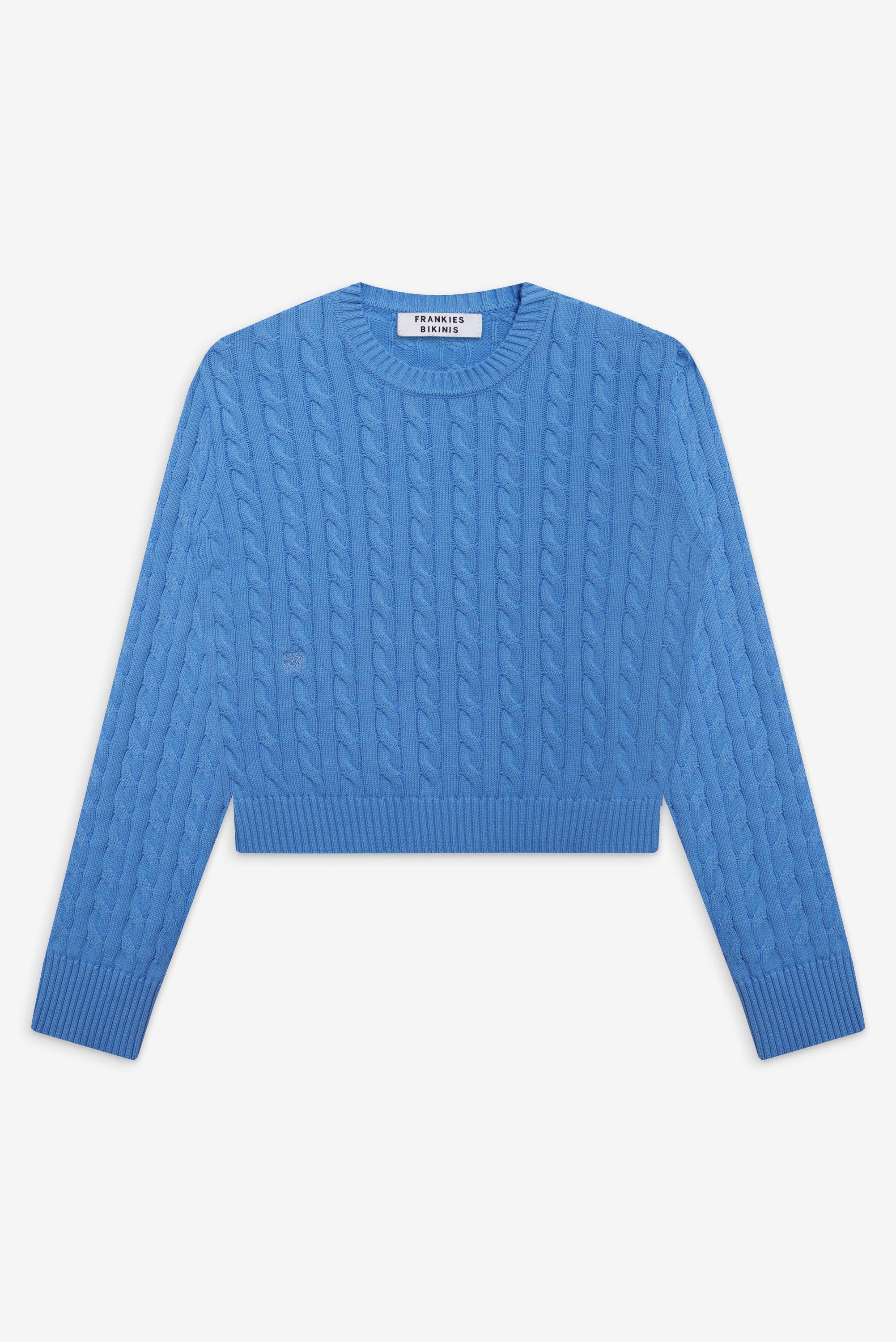 Varsity Cable Knit Sweater - Blue Moon