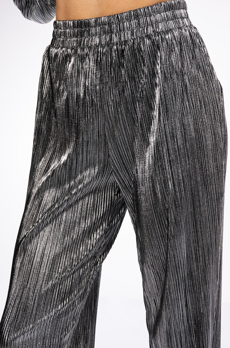 NOEL PLEATED METALLIC PALAZZO PANT