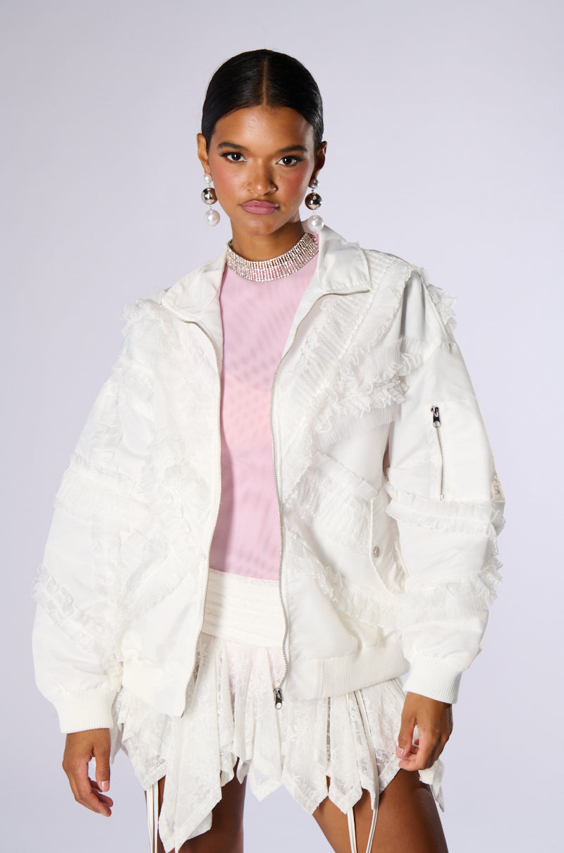 HONEY LACE TRIM BOMBER