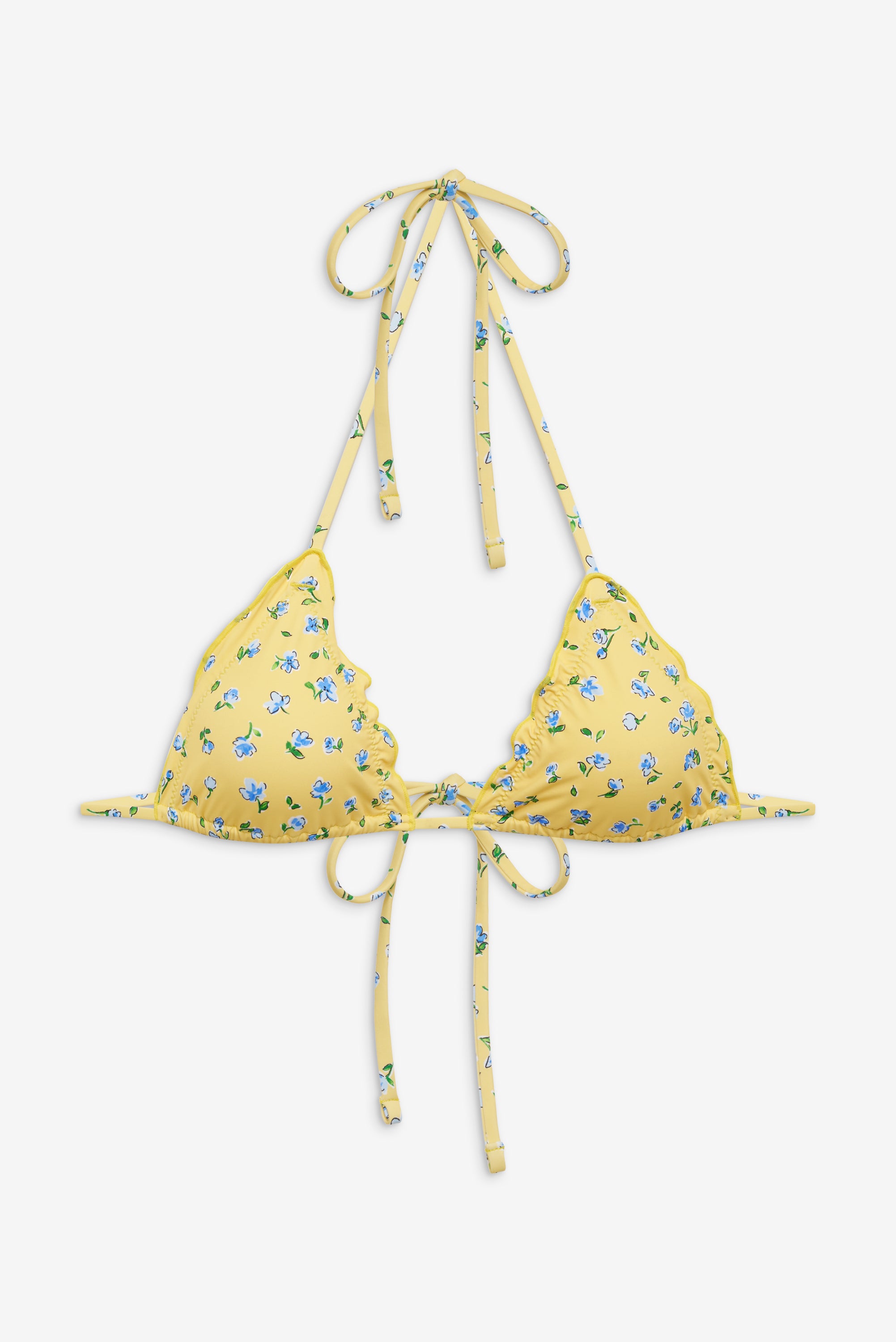 Tidal Floral Triangle Bikini Top - Sky Blossom