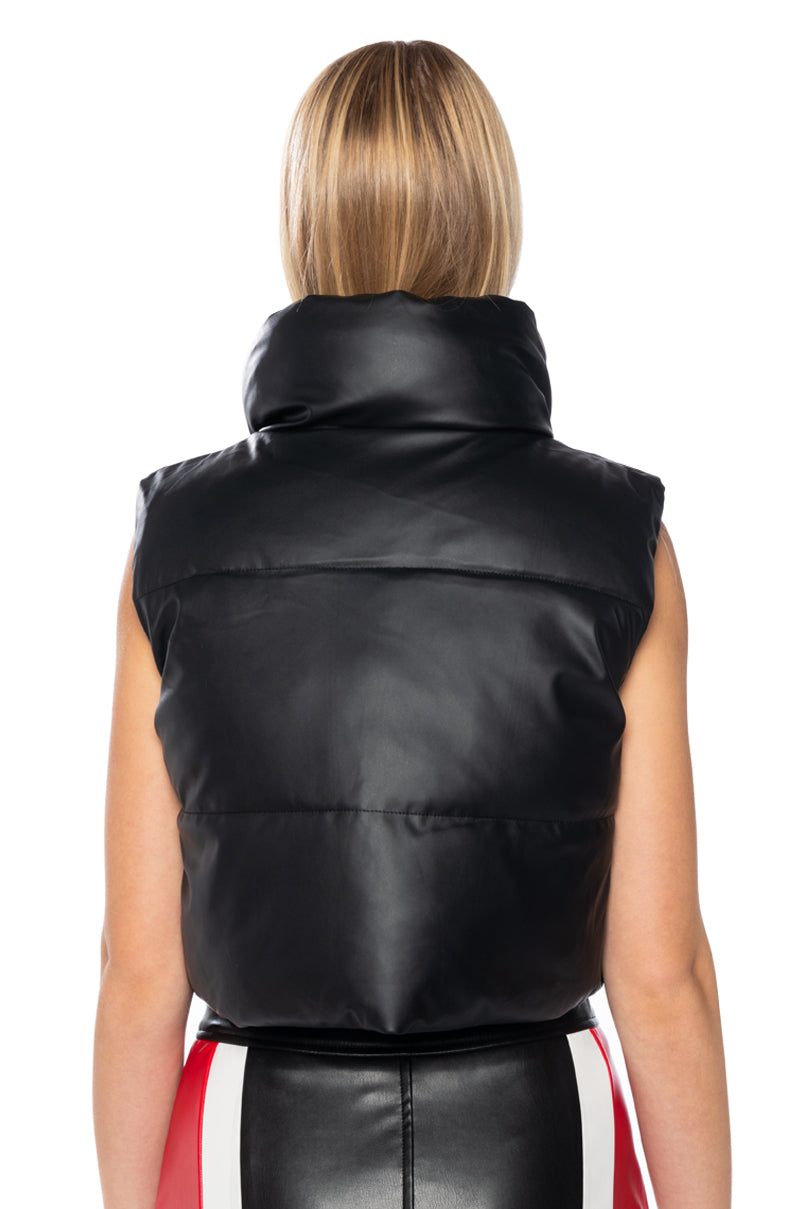 NYLON AND PU REVERSIBLE PUFFER VEST