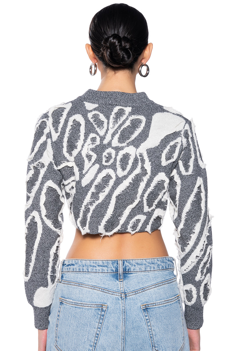 CALL ME MINE CROPPED ZIP UP SWEATER