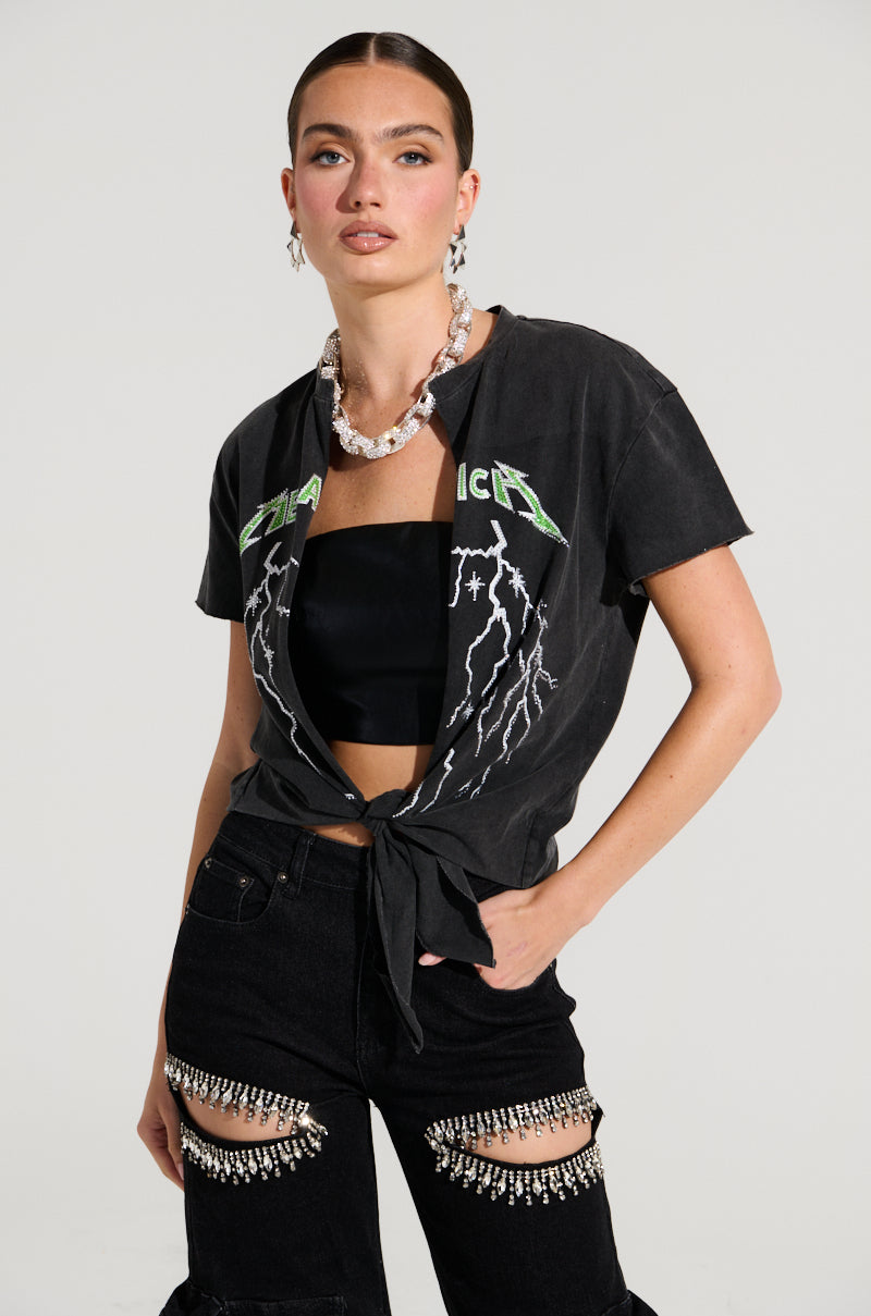 MEGA RICH BABE TIE FRONT T-SHIRT