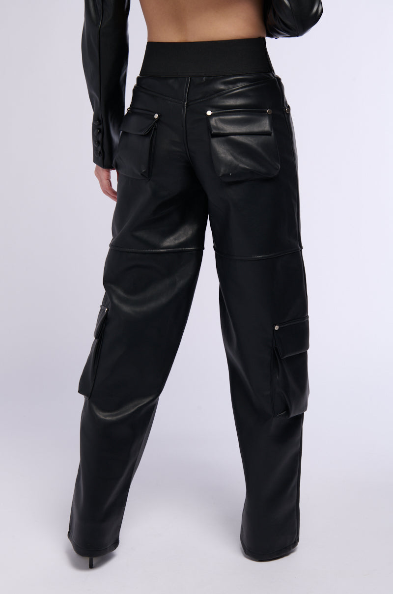 BACK FROM THE MATRIX WIDE LEG STRETCH PU PANT