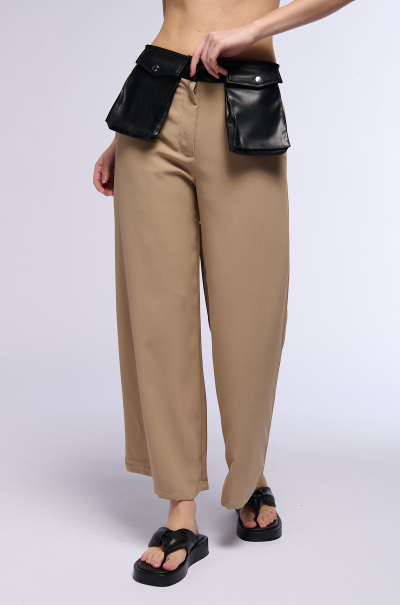 COURTNEY CONTRAST PU POCKET TROUSERS