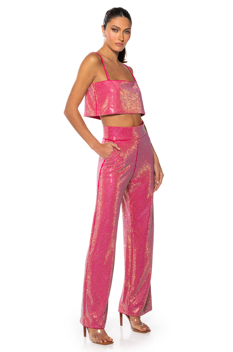 CENTER OF ATTENTION RHINESTONE PANT IN PINK